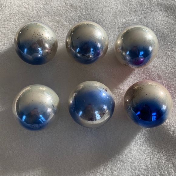 Vintage Shiny Brite Ombré Christmas ornaments Gold Silver Blue - Picture 6 of 16